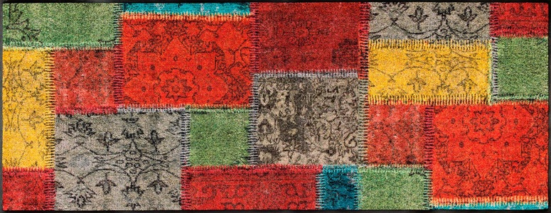 wash & dry, Fussmatte, wash+dry by Kleen-Tex Läufer »Vintage Patches«, rechteckig, 7 mm Höhe, Schmutzfangläufer, modernes Patchwork Design, rutschhemmend, waschbar
