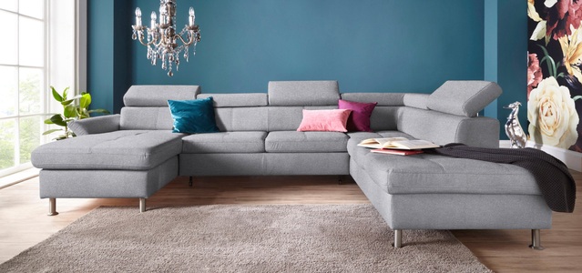 exxpo - sofa fashion, exxpo - sofa fashion Wohnlandschaft, inkl. Kopf- bzw. Rückenverstellungwahlweise mit Bettfunktion und Bettkasten, exxpo - sofa fashion Wohnlandschaft »Maretto, bequem und komfortabel, viel Platz, Breite 330cm, U-Form« inkl. Kopfteilverstellung für mehr Sitzkomfort, wahlweise Bettfunktion