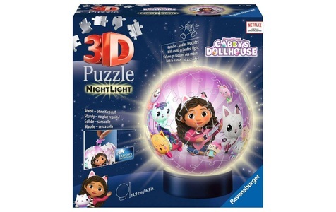 Ravensburger, 3D Puzzle-Ball Nachtlicht Gabby''s Dollhouse, Ravensburger - Puzzle Nachtlicht Gabby's Dollhouse, 72 Teile, Multicolor