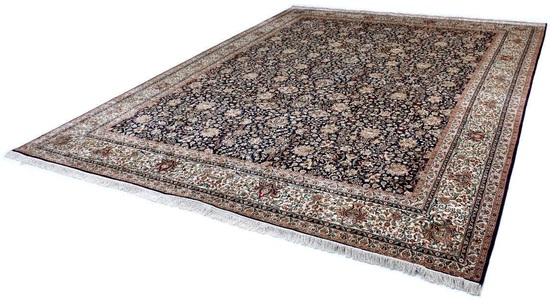 Kayoom Seidenteppich »Allover 3951«, rechteckig, 10 mm Höhe, Einzelstück mit Zertifikat, Wohnzimmer