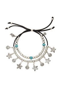 Lascana, LASCANA Fusskette mit Anhänger, LASCANA Fusskette mit Anhänger, mit Muscheln, Fussketten Set, Fusskettchen mit Anhänger