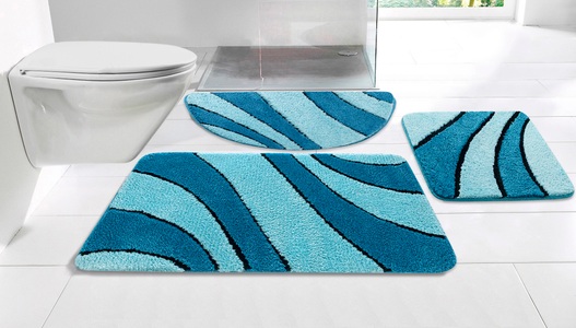 my home Badematte »Anna, Badvorleger, Badezimmer Teppich«, rutschhemmend beschichtet, fussbodenheizungsgeeignet-schnell trocknend, Badteppich, Hoch Tief Effekt, Modern, Weich, Wellen