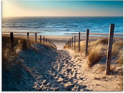 Artland Glasbild »Weg zum Nordseestrand Sonnenuntergang«