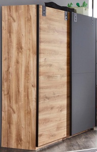 Wimex, WIMEX Schwebetürenschrank »Liverpool«, MID.YOU Schiebetürenschrank in graphitfarben, eichefarben , Liverpool , Holzwerkstoff , 2 Fächer , 135x198x64 cm , Dekorfolie,Dekorfolie,Nachbildung,Nachbildung , Typenauswahl, Beimöbel erhältlich , 001787029515