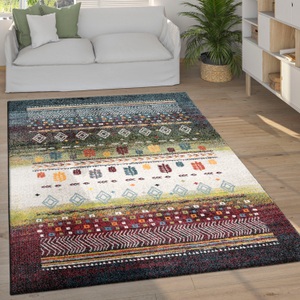 PACO HOME, Paco Home Teppich »Nomaden 818«, rechteckig, 12 mm Höhe, Kurzflor, Gabbeh Design, gestreift, ideal im Wohnzimmer & Schlafzimmer, Paco Home Teppich »Nomaden 818«, rechteckig, 16 mm Höhe, Kurzflor, Gabbeh Design, gestreift, ideal im Wohnzimmer & Schlafzimmer