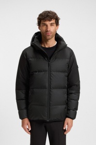 BOSS GREEN Daunenjacke mit Kapuze abnehmbare Kapuze, Regular Fit, warm wattiert