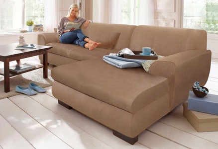 HOME AFFAIRE, Home affaire Ecksofa »Nika«, MELROSE®, Microfaser oder Struktur, wahlweise mit Bettfunktion, Home affaire Ecksofa »Nika zeitlos und elegant, L-Form« wahlweise mit Bettfunktion, auch in Cord