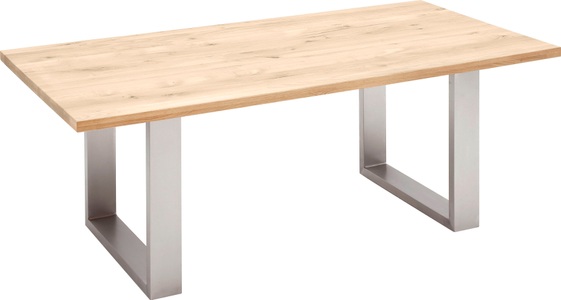 Mca furniture, MCA furniture Esstisch »Greta«, Esstisch Massivholz mit Baumkante oder grader Kante, Livetastic Esstisch in holz, metall 200/100/77 cm , Greta , Balkeneiche , massiv , 100x77 cm , gebürstet,geölt,Echtholz , 000196083929