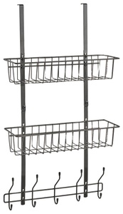 Zeller, Zeller - Tür-Hängeregal m. 2 Körben u. Haken, Metall, Zeller Present Hängeregal, BxTxH: 39x16x72 cm