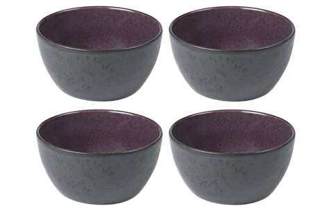Bitz, Bitz - 4-teiliges Schalen-Set Ø 12 cm - Dunkelgrau, Bitz Snackschale, 4 tlg., aus Steinzeug