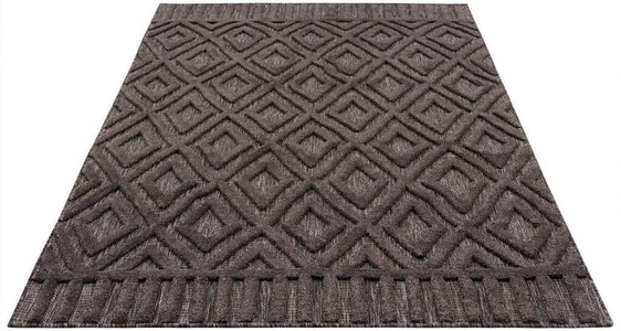 Carpet City, Carpet City Teppich »SANTORINI 58377«, rechteckig, 5 mm Höhe, 3D-Design: Flor erzeugt ein Hoch-Tief-Effekt, In- und Outdoor geeignet, Carpet City Teppich »In-& Outdoorteppich Santorini 58377, 3D-Effekt, Raute-Optik«, rechteckig, 5 mm Höhe, Wetterfest & UV-beständig für Terrasse, Balkon, Küche, Flur