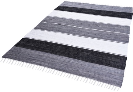THEKO, THEKO Teppich »Stripe Cotton«, rechteckig, 5 mm Höhe, Flachgewebe, reine Baumwolle, handgewebt, mit Fransen, Wohnzimmer, THEKO Teppich »Stripe Cotton«, rechteckig, 5 mm Höhe, Flachgewebe, gestreift, reine Baumwolle, handgewebt, mit Fransen