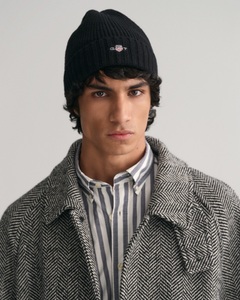 Gant, Mütze Herren Noir ONE SIZE, Gant Beanie »UNISEX. SHIELD WOOL BEANIE«