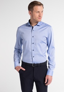 Eterna, ETERNA Langarm Hemd »SLIM FIT«, SLIM FIT Hemd in blau unifarben