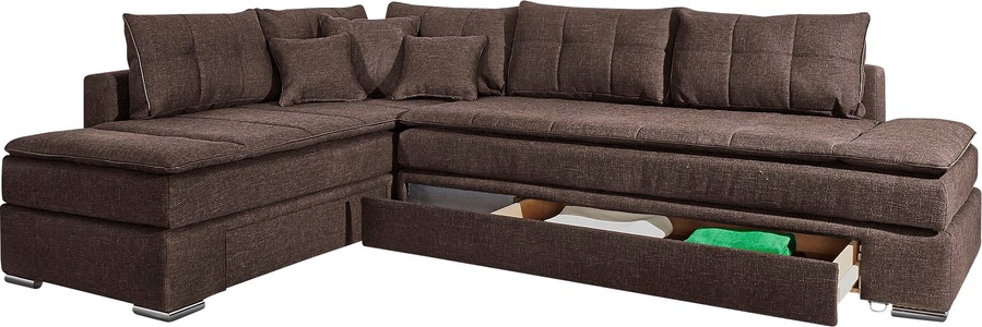 INOSIGN, INOSIGN Ecksofa »Night & Day«, mit Dauer-Schlaffunktion, INOSIGN Ecksofa »Night & Day L-Form mit Dauer-Schlaffunktion ohne Armlehnen«, mit Boxspring-Bettfunktion 180x200 cm und Bettkasten, Dauerschläfer!
