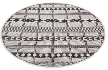 LEONIQUE, Leonique Teppich »Yani«, rund, 3 mm Höhe, In-und Outdoor geeignet, Wohnzimmer, Balkon, Terrasse, Garten, Strapazierfähig und pflegeleicht, Flachgewebe, Leonique Teppich »Yani«, rund, 3 mm Höhe, Teppich im Boho-Look, strapazierfähig & pflegeleicht, Flachgewebe
