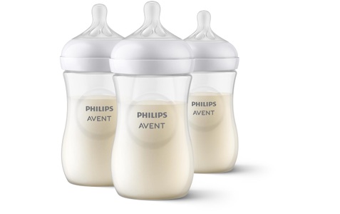 PHILIPS AVENT, PHILIPS AVENT SCY903/03 - Babyflasche (Weiss/Transparent), Philips Avent Natural Response Babyflasche, 260ml, 1M+ (3 Stk)