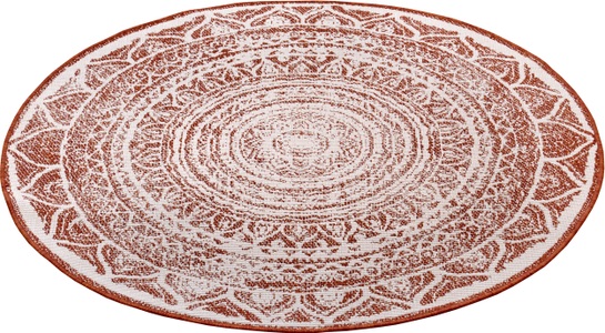 NORTHRUGS, NORTHRUGS Teppich »Siruma«, rund, 5 mm Höhe, In-und Outdoor geeignet, Mandala, Wohnzimmer, Balkon, Terrasse, Garten, Robust, Pflegeleicht, Flachgewebe, Wendbar, NORTHRUGS Teppich »Siruma Wendeteppich«, rund, 5 mm Höhe, In- & Outdoor, beidseitig, Orientalisch, Teppich, Garten, Flur