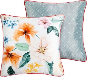 Descanso, Descanso Zierkissen ANNABELLE 48x48 cm Cremeweiß, Descanso Dekokissen »Annabelle«, Mit Füllung, 1 Stück, Mit Biese, Wendeoptik, Sehr Weich, Blumen