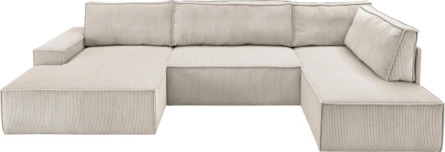 PREMIUM COLLECTION BY HOME AFFAIRE, Premium collection by Home affaire Wohnlandschaft »SHERWOOD«, mit Bett-Funktion (Liegefläche 194x139 cm), Bettkasten, mit 4 losen Rückenkissen, hochwertiger Cord-Bezug, Home affaire Wohnlandschaft »SHERWOOD XXL 329 cm, U-Form, Schlafsofa,«, Schlaffunktion m. Bettkasten (194x139 cm), Cord, Vintage, Samtvelours