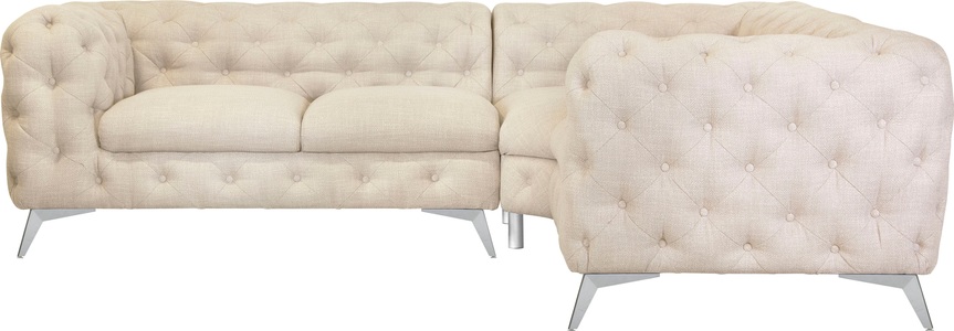 Leonique Ecksofa »Glynis«, mit aufwändiger Knopfheftung in moderner Optik, Fussfarbe wählbar