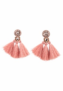J. JAYZ, J.Jayz Paar Ohrstecker »mit langen Quasten im Hippie-Look«, Firetti Paar Ohrstecker »mit langen Quasten im Hippie-Look«, mit Glasstein - mit Acrylperle