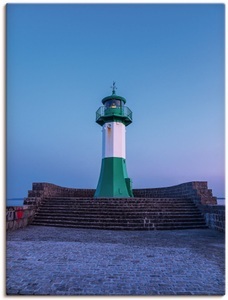 Artland, Artland Wandbild »Leuchtturm auf der Mole von Sassnitz«, Gebäude, (1 St.), in vielen Grössen & Produktarten - Alubild / Outdoorbild für den Aussenbereich, Leinwandbild, Poster, Wandaufkleber / Wandtattoo auch für Badezimmer geeignet, Artland Alu-Dibond-Druck »Leuchtturm auf der Mole von Sassnitz«, Gebäude, (1 St.), für Innen- und Aussenbereich geeignet, Outdoorbild