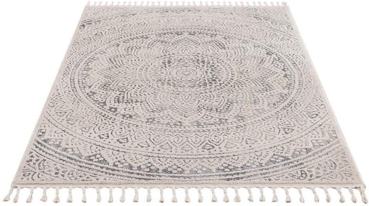 Carpet City Teppich »Art 1652«, rechteckig, 7 mm Höhe, Kurzflor mit Fransen, Wohnzimmer