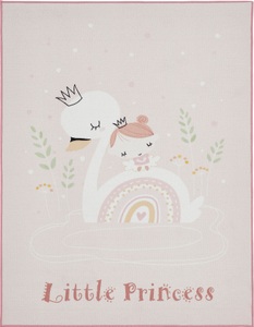Andiamo Kinderteppich »Little Princess«, rechteckig, 6 mm Höhe, Kurzflor, Motiv Prinzessin & Schwan, mit Schriftzug, Kinderzimmer