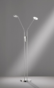 FISCHER & HONSEL, LED-Stehleuchte Dent, 3 Lichtfarben + Dimmer, 2fl., Fischer & Honsel Led-stehleuchte , 40108 Dent , Chromfarben, Nickelfarben , Metall, Glas , 150 cm , getrennt schaltbar, Lesearm, verstellbare Arme, Farbtemperaturwechsler , 003151060701