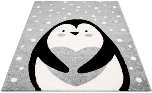 Carpet City, Kinderteppich, »Bubble Kids 1328«, Carpet City, rechteckig, Höhe 11 mm, maschinell gewebt, Carpet City Kinderteppich »Bubble Kids 1328«, rechteckig, 11 mm Höhe, Spielteppich, Pinguin, Weicher Flor, Pflegeleicht, Kinderzimmer