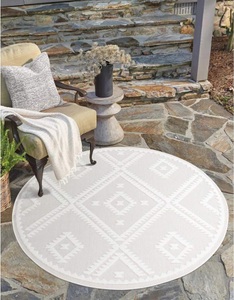 Carpet City, Carpet City Teppich »Santorini«, rund, 5 mm Höhe, 3D-Effekt, für Wohnzimmer, Flur, Küche, Wintergarten, Balkon, Wetterfest & UV-beständig, Carpet City Teppich »In-& Outdoorteppich Santorini 454, 3D-Effekt, Raute-Optik«, rund, 5 mm Höhe, Wetterfest & UV-beständig für Terrasse, Balkon, Küche, Flur