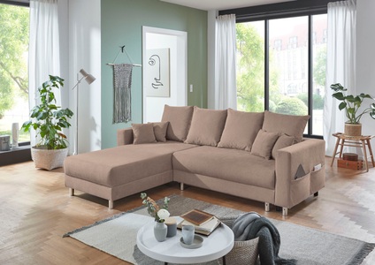 INOSIGN, INOSIGN Ecksofa »Malou«, inklusive Bettfunktion, praktischem Bettkasten, loser Zier- und Rückenkissen, INOSIGN Ecksofa »L-Form«, inklusive Bettfunktion, Bettkasten, loser Zier- und Rückenkissen