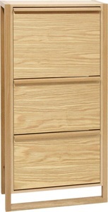 home24, home24 Schuhkipper NewEst, Woodman Schuhkommode »NewEst« Breite 67 cm, mit 3 Klappen, Holzfurnier aus Eiche, FSC®