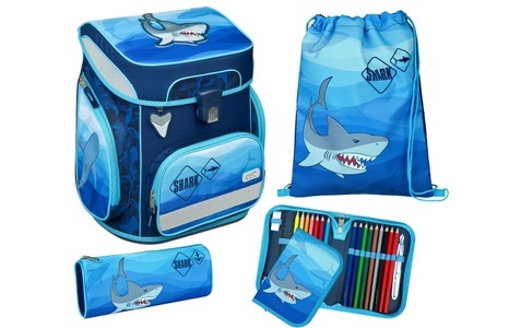 Scooli, Scooli EasyFit Schulranzen-Set Shark Alarm, 5-tlg., 