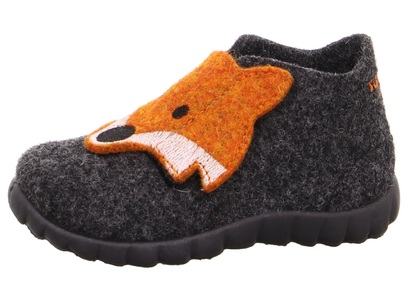 Superfit, Superfit Klett-Hausschuhe HAPPY FOX in grau in Gr. 20, Klett-Hausschuhe FUCHS