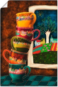 Artland, Artland Wandbild »Fröhliche Kaffeetassen«, Artland Wandbild »Fröhliche Kaffeetassen«, Getränke, (1 St.), als Alubild, Outdoorbild, Leinwandbild, Poster, Wandaufkleber