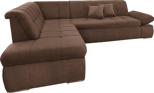 DOMO collection, DOMO collection Ecksofa, DOMO collection Ecksofa »NMoric incl. Zierkissen B/T/H: 273/216/80 cm L-Form«, Ottomanen-Abschluss, wahlweise mit Bettfunktion und Armlehnverstellung
