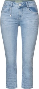STREET ONE, STREET ONE 3/4-Jeans, in hellblauer Waschung mit leichtem Bleaching, 