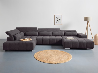 Cotta, COTTA Wohnlandschaft Orion, mit verstellbarer Kopfstütze, COTTA Wohnlandschaft »Orion U-Form«, inkl. Kopfteilverstellung und Nierenkissen