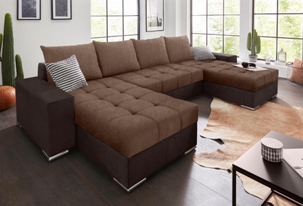COLLECTION AB, COLLECTION AB Wohnlandschaft, mit Bettfunktion, Bettkasten und XL-Recamiere, inklusive Federkern und loser Rücken- und Zierkissen, COLLECTION AB Wohnlandschaft »Josy XL U-Form, Breite: 313 cm« mit Bettfunktion, Bettkasten & 2 Zierkissen, Federkern