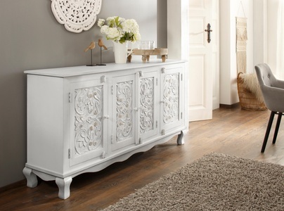 HOME AFFAIRE, Home affaire Sideboard »Rajat«, aus schönem, massivem Mangoholz und beeindruckenden Frontenfräsungen, Breite 175 cm, Home affaire Sideboard »Rajat«, Kommode aus Mangoholz mit Frontenfräsungen, Breite 175 cm