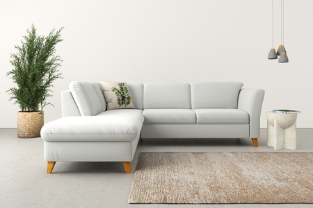 HOME AFFAIRE, Home affaire Ecksofa »Trelleborg«, Federkern-Polsterung, wahlweise mit Bettfunktion und Stauraum, Kopfstützen optional, Home affaire Ecksofa »Trelleborg L-Form«, Federkern-Polsterung, wahlweise mit Bettfunktion und Stauraum