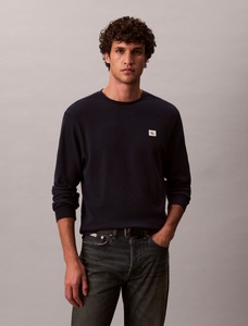 Calvin Klein Jeans Langarmshirt »LS WAFFLE BADGE CREWNK TEE«, Mit Rundhalsausschnitt