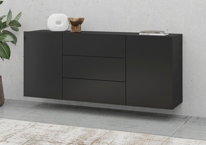 Helvetia, Helvetia Sideboard »Ava«, INOSIGN Sideboard »Ava, Breite 140 cm, hängend und stehend montierbar«, moderne grifflose Kommode, Schubladenschrank, 2Türen/3Schubkästen
