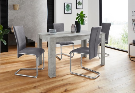 HOMEXPERTS, Homexperts Essgruppe »Nick3-Mulan«, (Set, 5 tlg.), mit 4 Stühlen, Tisch in Beton-Optik, Breite 140 cm, Homexperts Essgruppe »Nick3-Mulan«, (Set, 5 tlg.), mit 4 Stühlen, Tisch in Beton-Optik, Breite 140 cm
