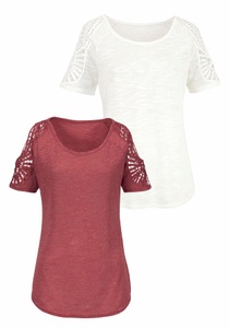 VIVANCE, Vivance T-Shirt, Vivance T-Shirt, mit modischer Häkelspitze