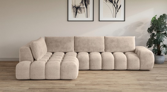 INOSIGN, INOSIGN Ecksofa »AZITA«, lose Rückenkissen, moderne Steppung, INOSIGN Ecksofa »AZITA Designsofa, elegant und bequem L-Form«, lose Rückenkissen, traumhafte Steppung, Masse B/T/H: 352/210/72 cm