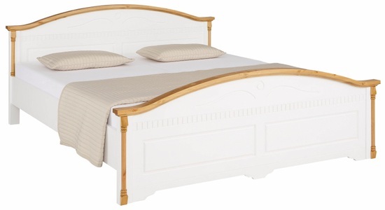 HOME AFFAIRE, Home affaire Holzbett »Graz«, mit dekorativen Fräsungen, GOODproduct Massivholzbett »Graz, hohe Belastbarkeit, klassischer Landhausstil, FSC® zertifiziert« Breite/Belastbarkeit 180cm/220 KG, 90cm/=120KG, mit dekorativen Fräsungen, inklusive Lattenrost