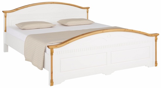 HOME AFFAIRE, Home affaire Holzbett »Graz«, mit dekorativen Fräsungen, Home affaire Massivholzbett »Graz, hohe Belastbarkeit, klassischer Landhausstil, FSC® zertifiziert«, (Breite/Belastbarkeit 180cm/220 KG, 90cm/=120KG), mit dekorativen Fräsungen, inklusive Lattenrost